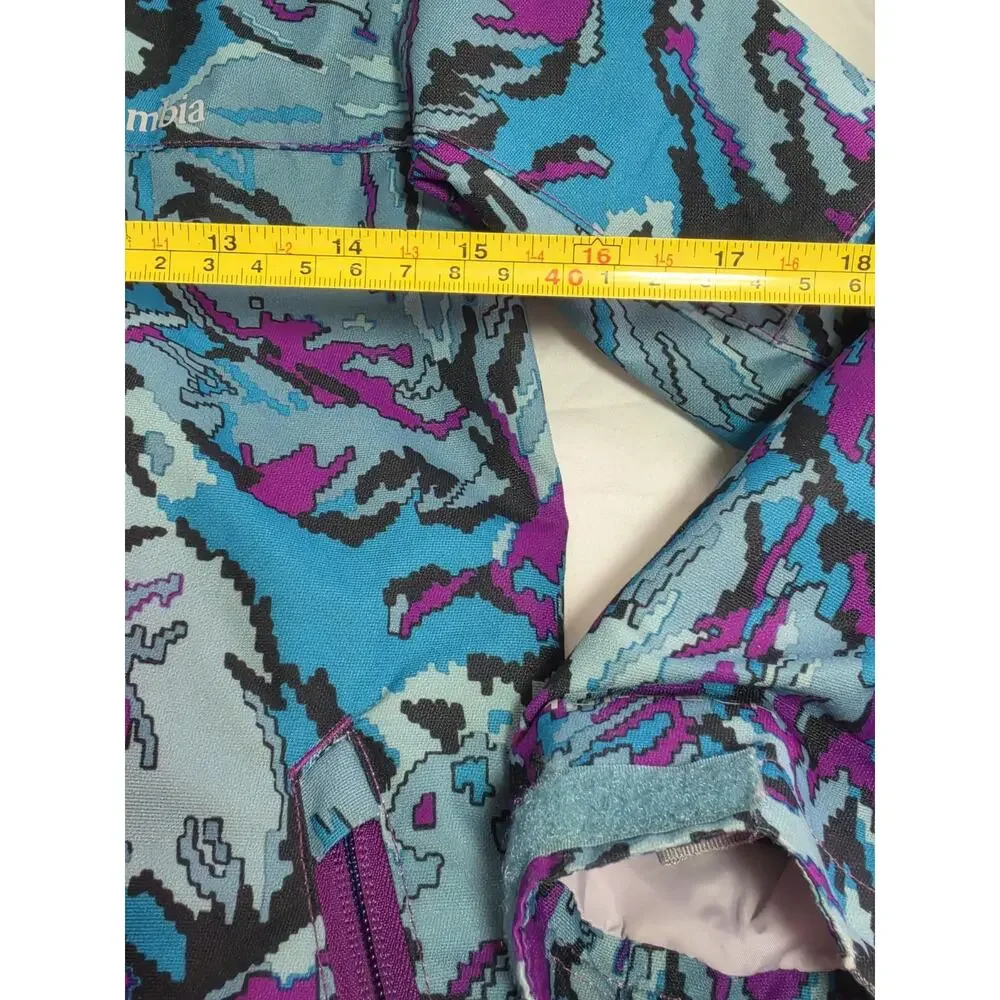 Columbia Jacket Girls Sz 7 8 Blue Abstract Waterproof Ski Snow 3in1 Shell Winter